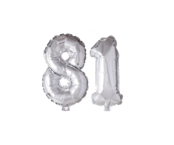Folieballon 81 jaar Zilver 66cm