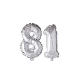 Folieballon 81 jaar Zilver 66cm