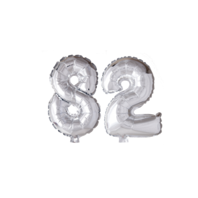 Folieballon 82 jaar Zilver 66cm