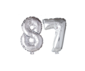 Folieballon 87 jaar Zilver 66cm