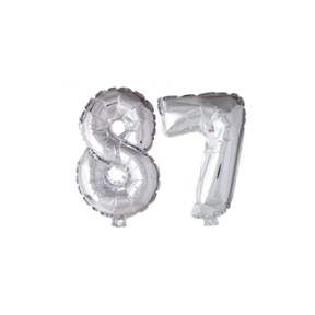 Folieballon 87 jaar Zilver 66cm
