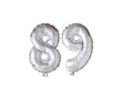 Folieballon 89 jaar Zilver 66cm
