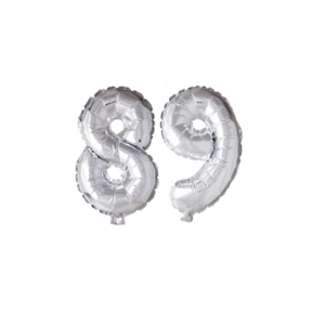 Folieballon 89 jaar Zilver 66cm