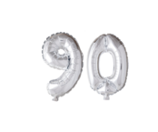 Folieballon 90 jaar Zilver 66cm