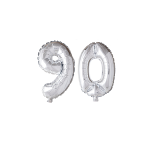 Folieballon 90 jaar Zilver 66cm