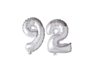 Folieballon 92 jaar Zilver 66cm