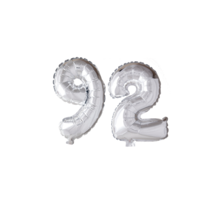 Folieballon 92 jaar Zilver 66cm