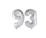 Folieballon 93 jaar Zilver 66cm