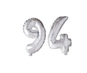 Folieballon 94 jaar Zilver 66cm