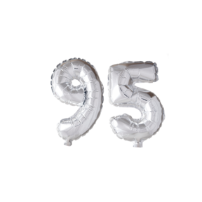 Folieballon 95 jaar Zilver 66cm