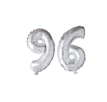 Folieballon 96 jaar Zilver 66cm