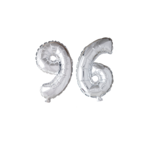 Folieballon 96 jaar Zilver 66cm
