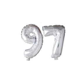 Folieballon 97 jaar Zilver 66cm