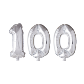 Folieballon 100 jaar Zilver 66cm