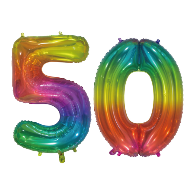 Folieballon 50 jaar Regenboog 76cm