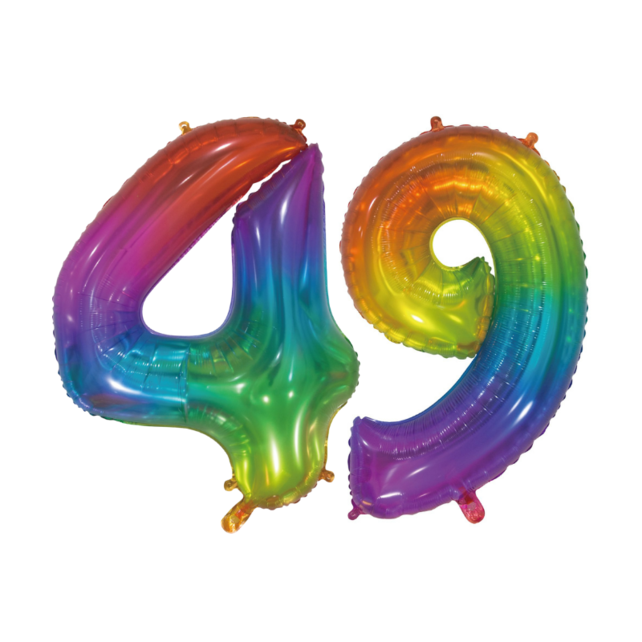 Folieballon 49 jaar Regenboog 76cm
