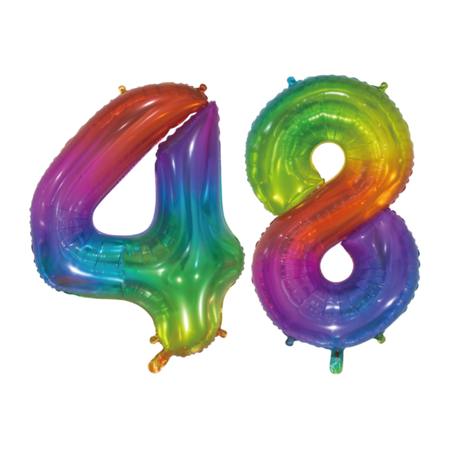 Folieballon 48 jaar Regenboog 76cm