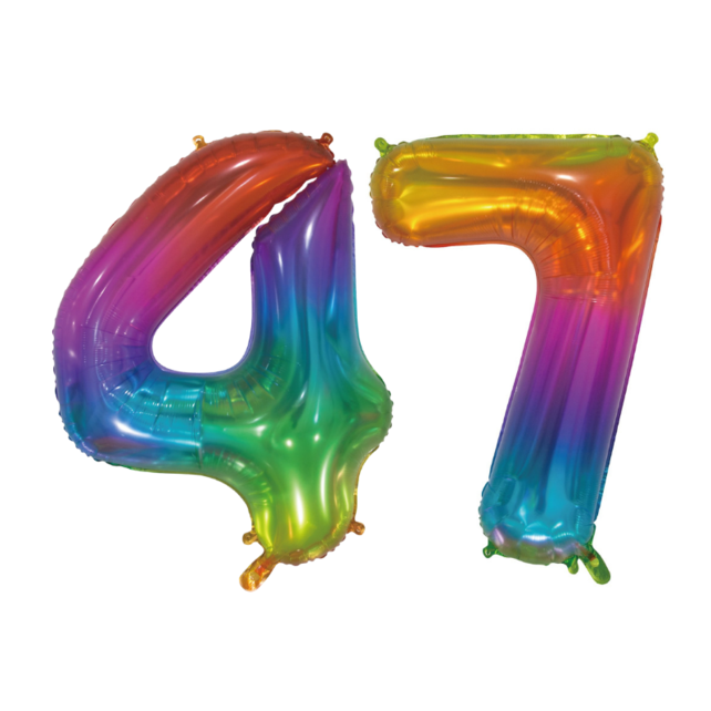 Folieballon 47 jaar Regenboog 76cm