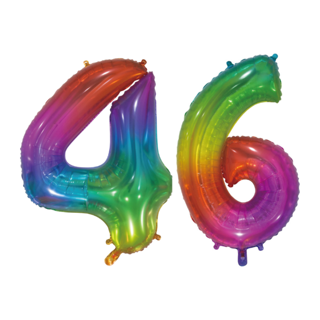 Folieballon 46 jaar Regenboog 76cm
