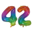 WeFiesta Folieballon 42 jaar Regenboog 76cm