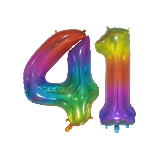 Folieballon 41 jaar Regenboog 76cm
