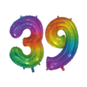 Folieballon 39 jaar Regenboog 76cm