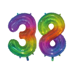 Folieballon 38 jaar Regenboog 76cm