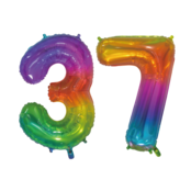 Folieballon 37 jaar Regenboog 76cm