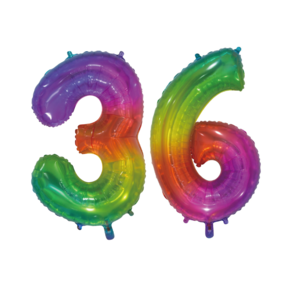 Folieballon 36 jaar Regenboog 76cm