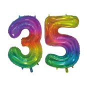 Folieballon 35 jaar Regenboog 76cm