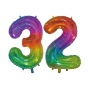 Folieballon 32 jaar Regenboog 76cm