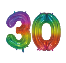 Folieballon 30 jaar Regenboog 76cm