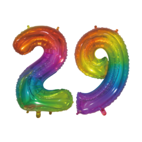 Folieballon 29 jaar Regenboog 76cm