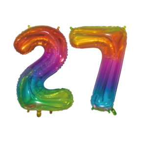 Folieballon 27 jaar Regenboog 76cm