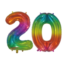 Folieballon 20 jaar Regenboog 76cm