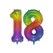 Folieballon 18 jaar Regenboog 76cm
