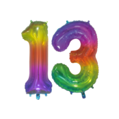 Folieballon 13 jaar Regenboog 76cm