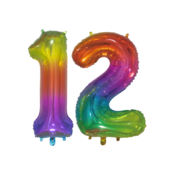 Folieballon 12 jaar Regenboog 76cm