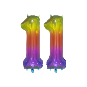 Folieballon 11 jaar Regenboog 76cm