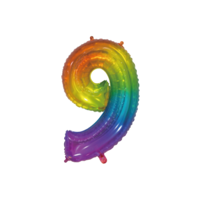 Folieballon 9 jaar Regenboog 76cm