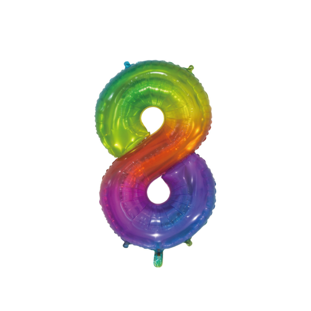 Folieballon 8 jaar Regenboog 76cm