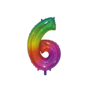 Folieballon 6 jaar Regenboog 76cm