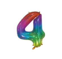 Folieballon 4 jaar Regenboog 76cm