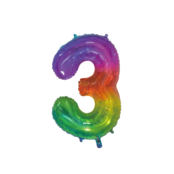 Folieballon 3 jaar Regenboog 76cm