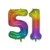 Folieballon 51 jaar Regenboog 76cm