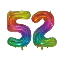 Folieballon 52 jaar Regenboog 76cm