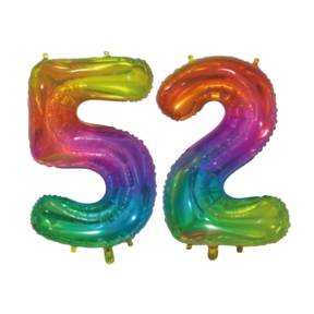 Folieballon 52 jaar Regenboog 76cm