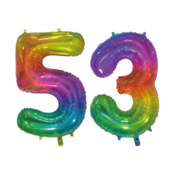 Folieballon 53 jaar Regenboog 76cm