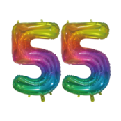 Folieballon 55 jaar Regenboog 76cm
