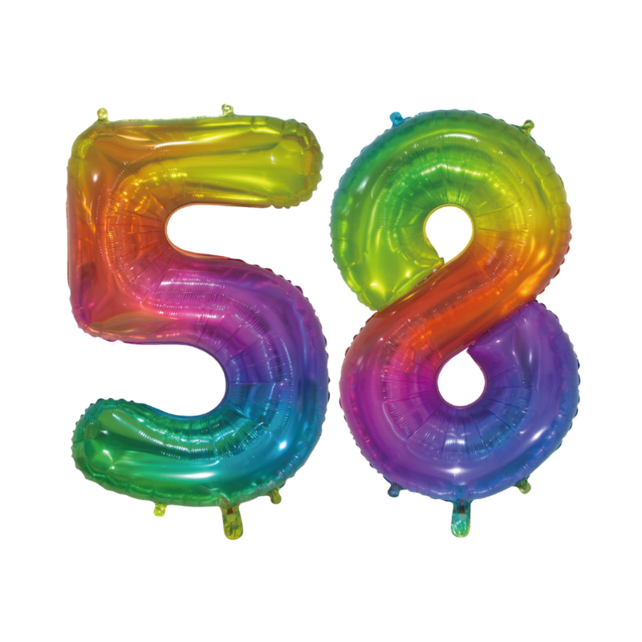 Folieballon 58 jaar Regenboog 76cm